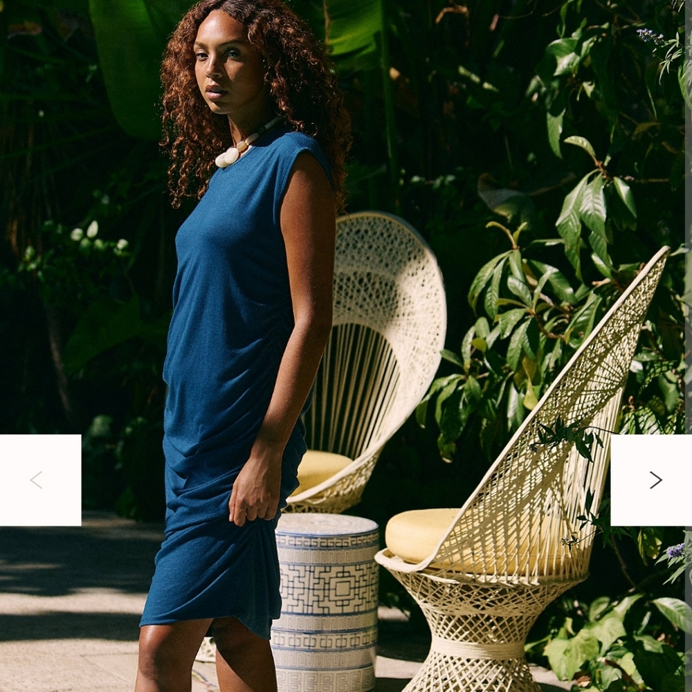 Free People Free-est Good Feels Draped Midi Dress In Deepest Night